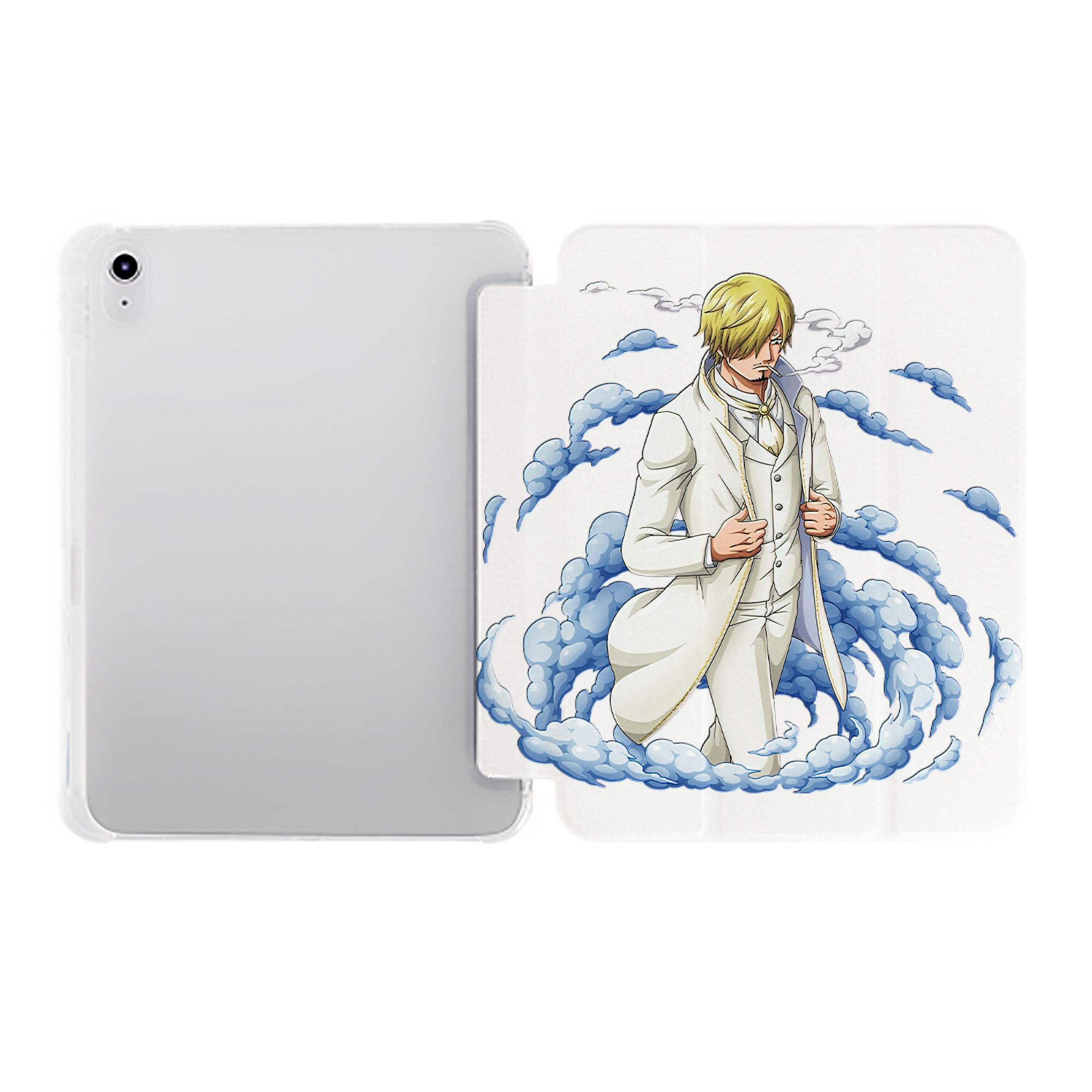 （画像用） ワンピース サンジ ONE PIECE Sanji IPad ケース ペン収納付き 三つ折りスタンド PUレザー×シリコン 対応機種9.5/10.5/10.9インチ